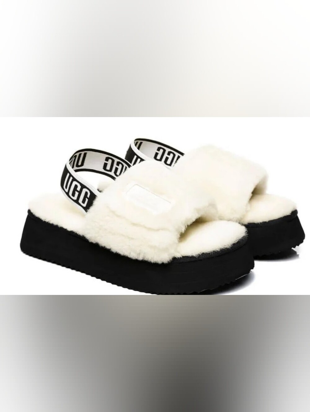 UGG Disco White Black Slides Size 9 Like New MSRP $110